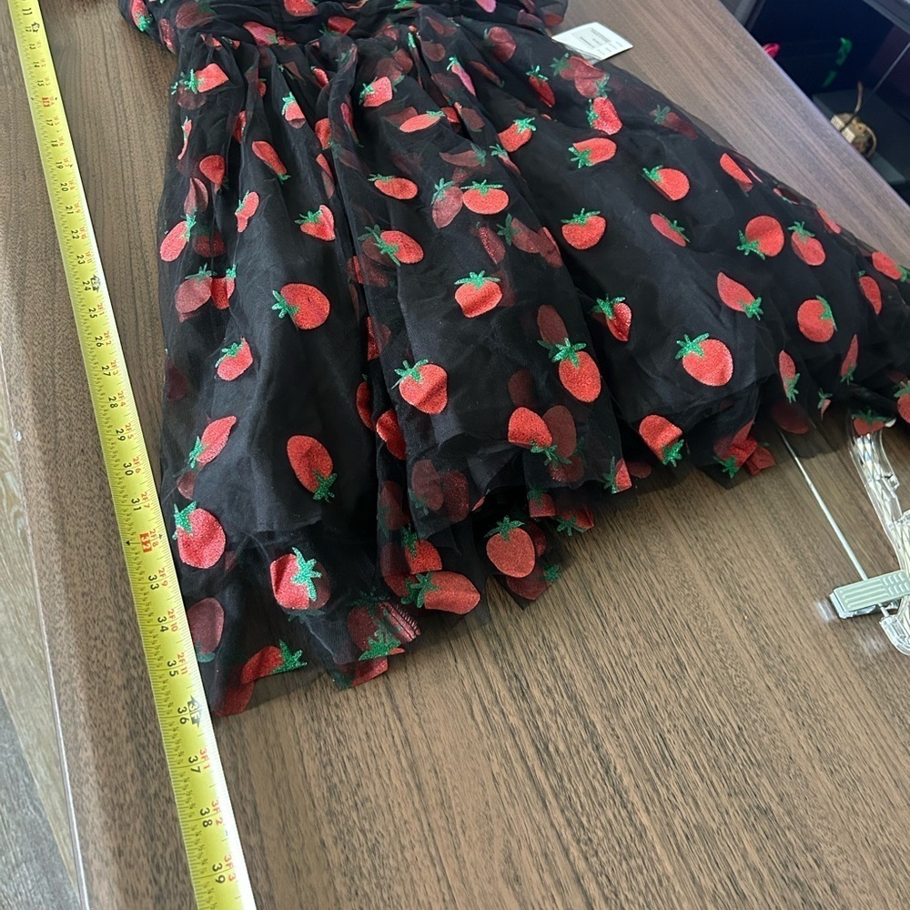NWT Unique Vintage Black Strawberry Dress Large 10/12 strawberry novelty dress - Picture 7 of 13